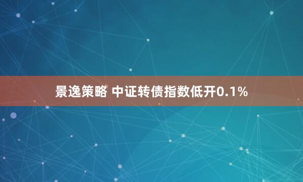 景逸策略 中证转债指数低开0.1%